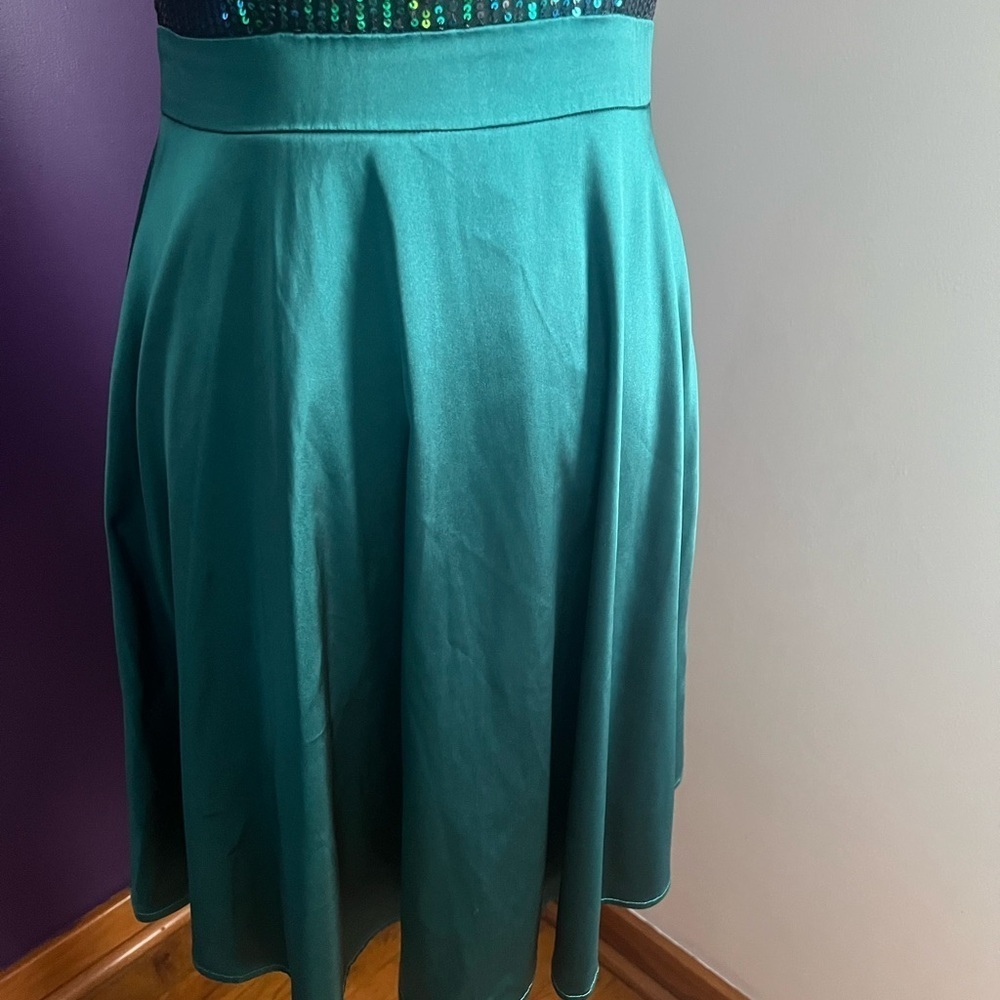 Kate Kasin Sequined Top Emerald Green Sleeveless Dress - Picture 3 of 8